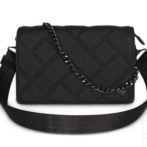 Lug Huddle Matte Luxe VL Black Crossbody Bag with Chain Strap